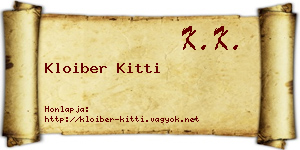 Kloiber Kitti névjegykártya